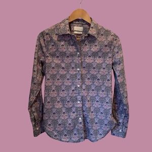 J Crew Womens Re-imagined By J Crew Button Up Top Floral Print Blouse Sz 2 Slim